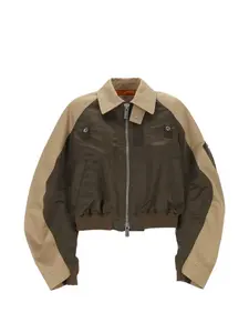 Бомбер с контрастными вставками Sacai, зеленый