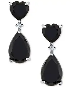 Серьги-Подвески с ониксом и бриллиантами из стерлингового серебра Macy'S, silver