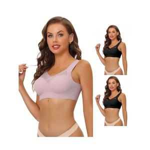 Набор из 3 женских бюстгальтеров с эффектом пуш-ап с минимайзером и полным покрытием без косточек ALLEGRA K, цвет Black Pink