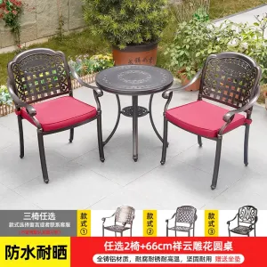 Комплект садовой мебели Green Water: 2 стула сетчатый классический узор, стол круглый с резными деталями, 66 см