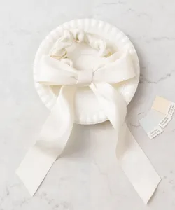 Двусторонняя резинка для волос с лентой в виде веера Panpantutu, цвет Cream White