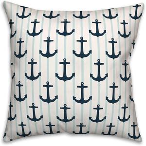 Creative Products Декоративная подушка с морскими якорями, мягкий пушистый чехол, розовый цвет Nautical Anchors