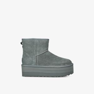 Ботинки замшевые UGG на платформе, серо-зеленый