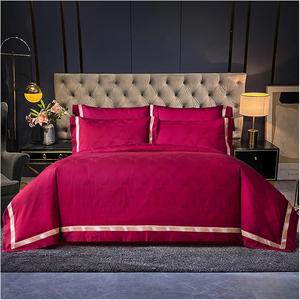 YIZUFU Комплект постельного белья Cotton Luxury Jacquard 1400 TC Red