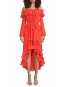 Платье Holland с плиссировкой и оборками, асимметричное Ungaro, цвет Flame