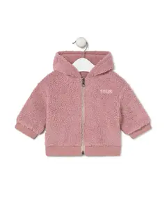 Детская толстовка с капюшоном из мягкого короткого ворса на молнии Tous, розовый