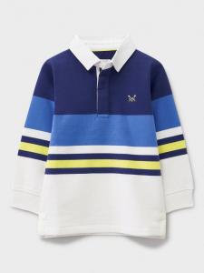 Детская полосатая регбийка с длинным рукавом из хлопковой смеси Crew Clothing, Multi Blue