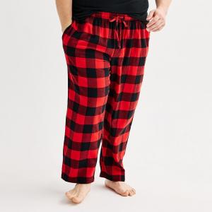 Big & Tall Sonoma Goods For Life Фланелевые пижамные брюки с завязками, цвет Red Buffalo Check