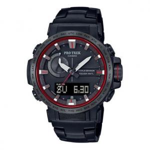 Часы CASIO Solar Powered Sports Mens BlackRed Analog/Digital Combo, черный