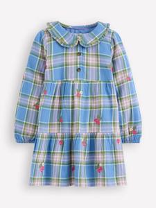 Детское платье Minna с воротником и клеткой из хлопка Mini Boden, Blue