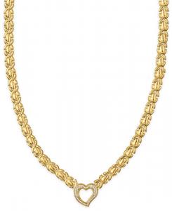 Колье в форме открытого сердца с бриллиантами (1/3 карата) в оправе из 14-каратного золота поверх стерлингового серебра Macy's, 14k Gold Over Sterling Silver