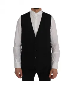 Классический шерстяной жилет с V-образным вырезом Dolce & Gabbana, черный