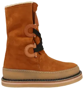 Женские замшевые ботинки Ferragamo Celeno Slouchy, бежево-коричневого цвета