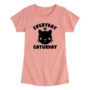 Футболка с рисунком для девочек 7–16 лет Every Day Is Caturday Licensed Character, розовый