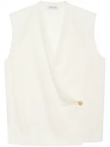 Драпированный топ с V-образным вырезом Anine Bing, белый