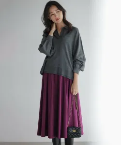 Красивая расклешенная юбка из саржи Suite, цвет Purple [080]