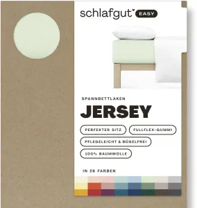 Простыня Schlafgut "EASY из 100% хлопка, мягкая и впитывающая, фирменная простыня", для матрасов высотой до 22 см, размером 90x200, 140x200 или 180x200 см 140-160х200 см, 1 шт., зеленый