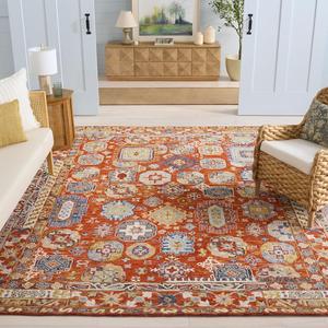 Ковер SAFAVIEH, 244 x 305 см, - коллекция Aspen - большой - Rust & Ivory, ручная работа из шерсти, богемный этнический дизайн, идеально для гостиной, спальни, офиса, столовой (APN305P)