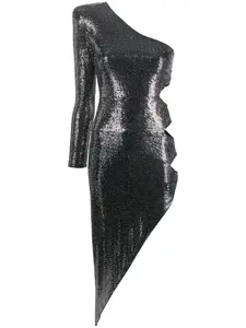 Платье мини на одно плечо с пайетками NISSA, серебряный