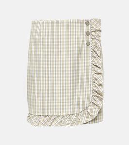 Юбка-шорты из хлопка в тонкую полоску с оборками Tory Sport, цвет new ivory pin stripe plaid