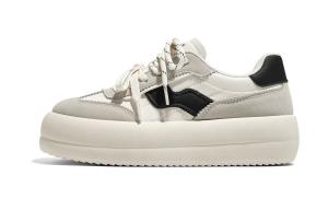 Низкие повседневные туфли, увеличивающие рост, устойчивые к истиранию, для женщин RENBEN, White Gray