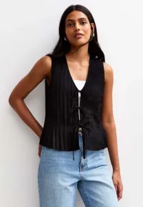 Плиссированный жилет без рукавов с завязками спереди New Look, Black