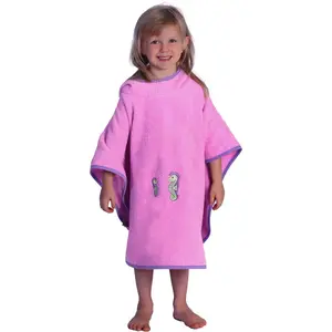 Пончо для купания Морской конек, 1 шт., машинная стирка, подходит для сушки в сушильной машине Wörner, светло-лиловый