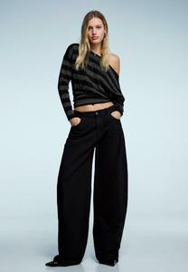 Топ Bershka STRIPED SHIMMERY LONG SLEEVE , Grey