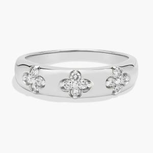 Модное кольцо Diamond Flower Trio из 14-каратного белого золота (1/5 карата). Blue Nile