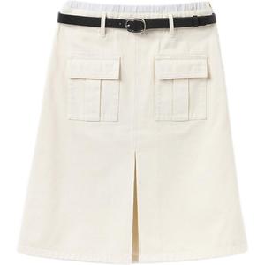 Женская длинная юбка деним Self-portrait, слоновая кость