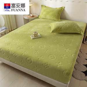 Fuanna Простыня на резинке 200х220 см из черного молочного велюра, цвет матча