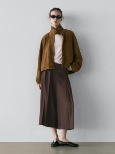 Плиссированная миди-юбка-шорты Massimo Dutti, brown