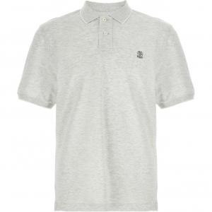 Поло с коротким рукавом и вышитым логотипом Brunello Cucinelli, серый