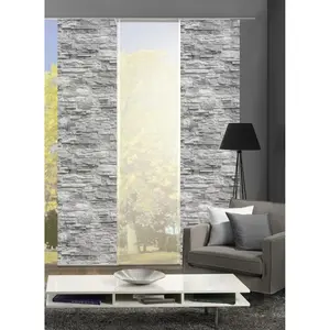 Шторка-панель WALLIS на липучке, комплект из 3 шт., ВxШ: 245x60 см, включая крепежные аксессуары Home Wohnideen, антрацит