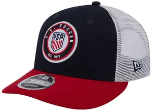 Темно-синяя кепка дальнобойщика New Era для взрослых USMNT 2023 9Fifty Throwback