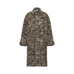 Пальто Bottega Veneta Brushed Melange Wool Belted Coat, Beige/White/Black