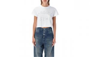 Укороченный топ женский белый Mm6 Maison Margiela