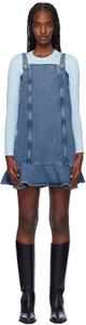Мини-платье из синего денима с вставками GANNI, Tint wash