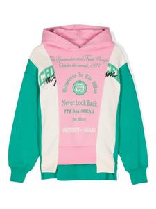 MSGM Kids толстовка с капюшоном и принтом логотипа в стиле пэчворк, розовый