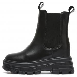 ZGR Женские короткие челси ботинки черные с черной флисовой подкладкой, цвет Black Fleece-Lined