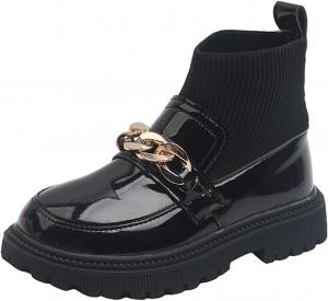 Ботинки IWIHMIV для девочек, зимняя обувь для малышей, носочные ботильоны для девочек, осенние кожаные удобные ботинки для маленьких детей, Q1-Black