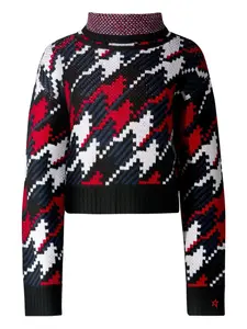 Свитер в ломаную клетку с высоким воротником Perfect Moment, черный