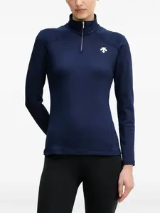 Лыжный топ с застежкой-молнией и логотипом Descente, синий