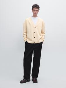 Кардиган с V-образным вырезом из 100% шерсти Massimo Dutti, Vanilla