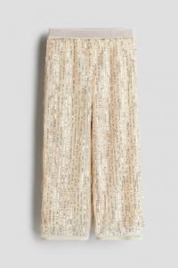 Брюки с пайетками H&M, бежевый