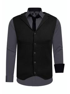 Рубашка с жилетом и галстуком, комплект из 3 предметов, антрацитовый Rusty Neal