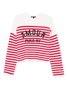 Полосатый свитер с вышивкой Maje, нейтральный