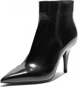 Женские закрытые ботильоны YDN с острым носком, на высоком каблуке, с боковой молнией, лакированные туфли для вечеринки и платья, Black