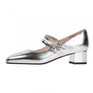 WUDASHU Серебряные туфли Мэри Джейн, цвет Silver