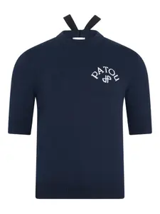 Свитер с короткими рукавами и бантом Patou, синий